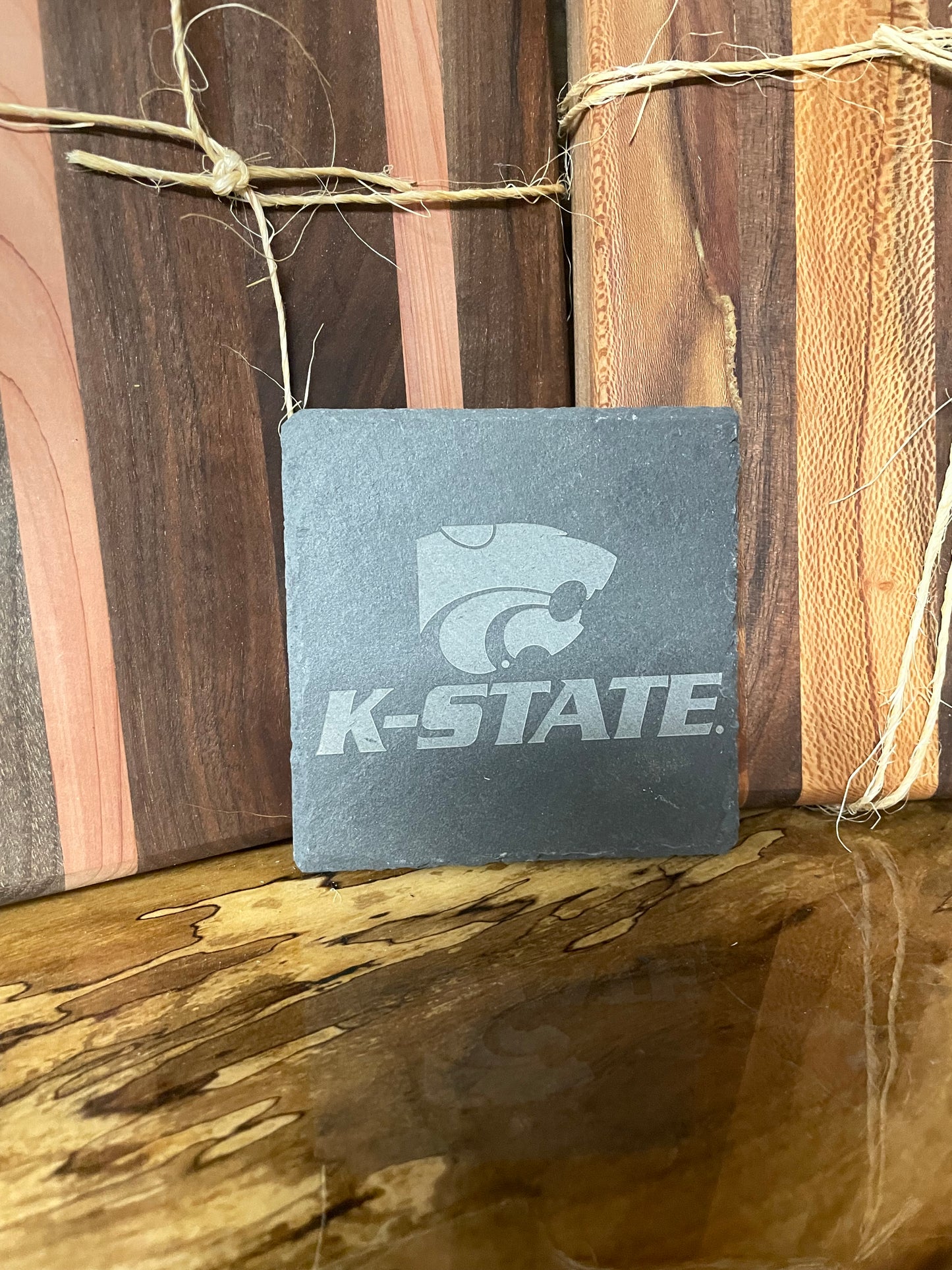 Power Cat and K-State Four pack of slate coasters