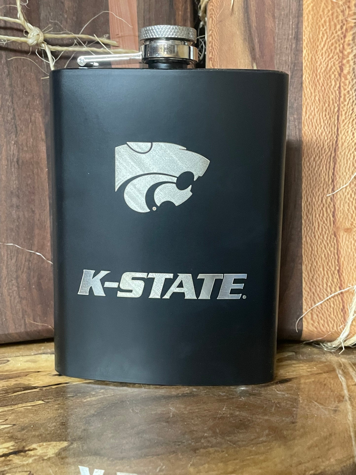 K-State Power Cat Black Flask