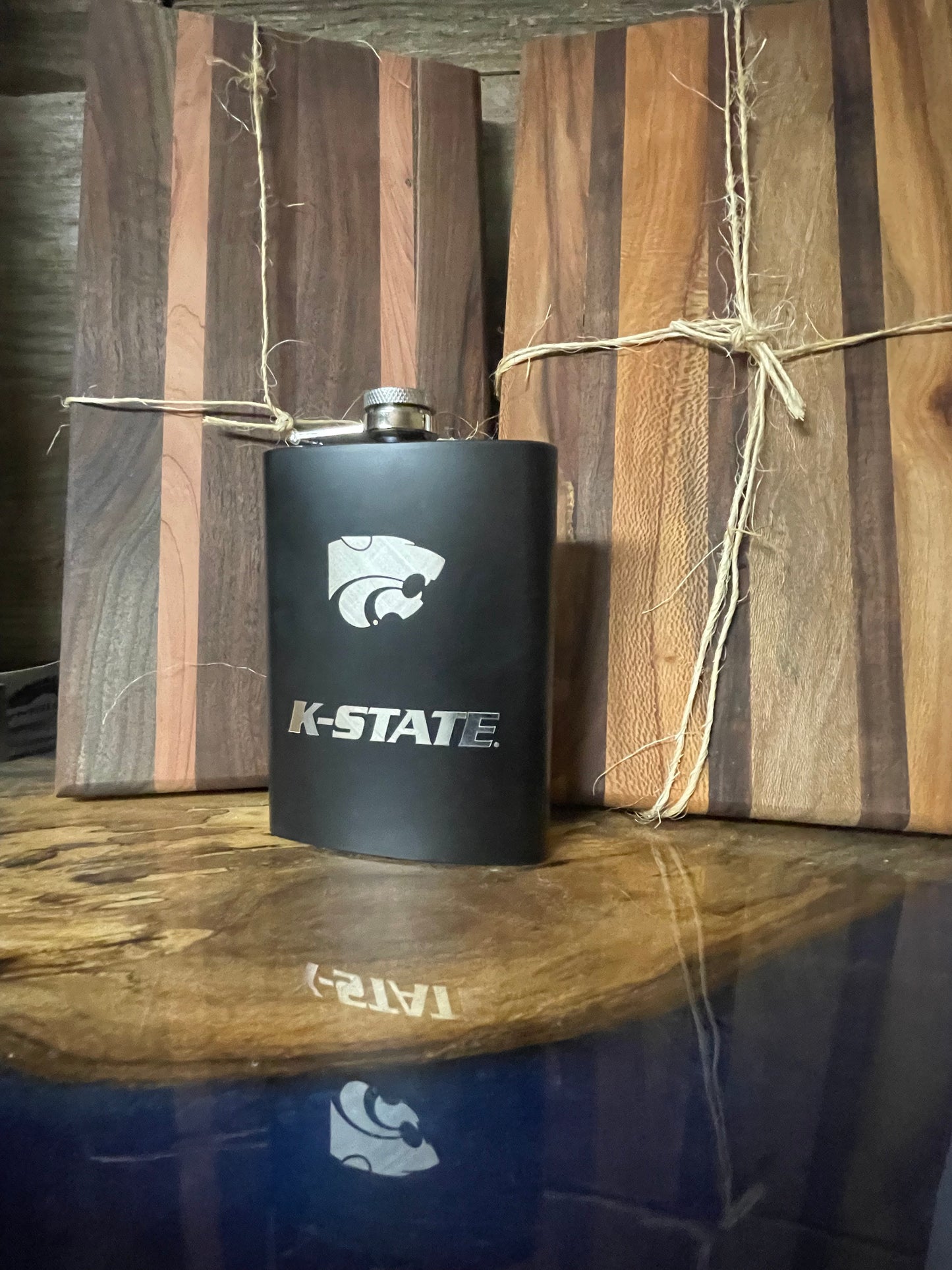 K-State Power Cat Black Flask