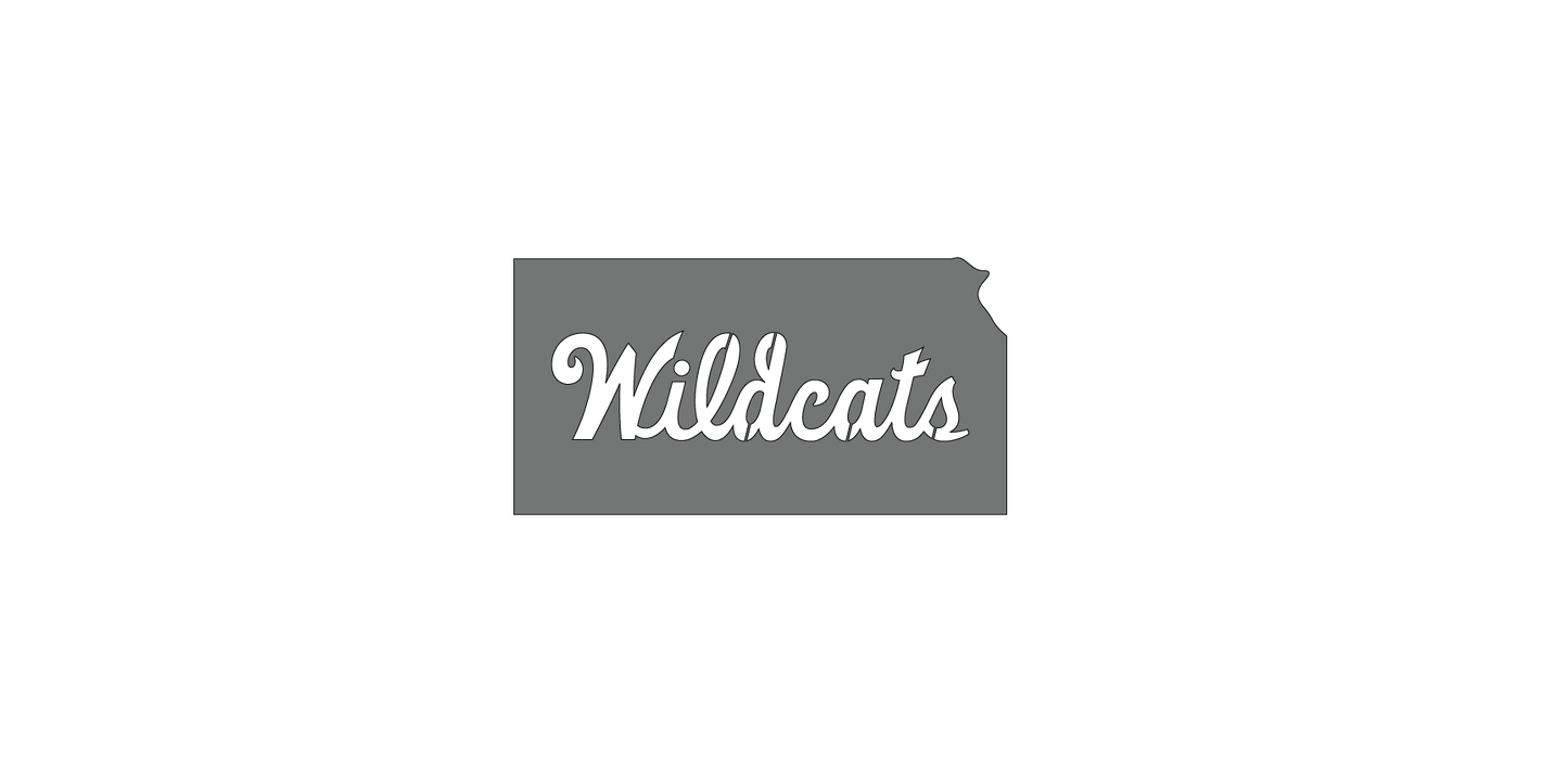 Kansas Outline with Wild Cats  Metal Sign