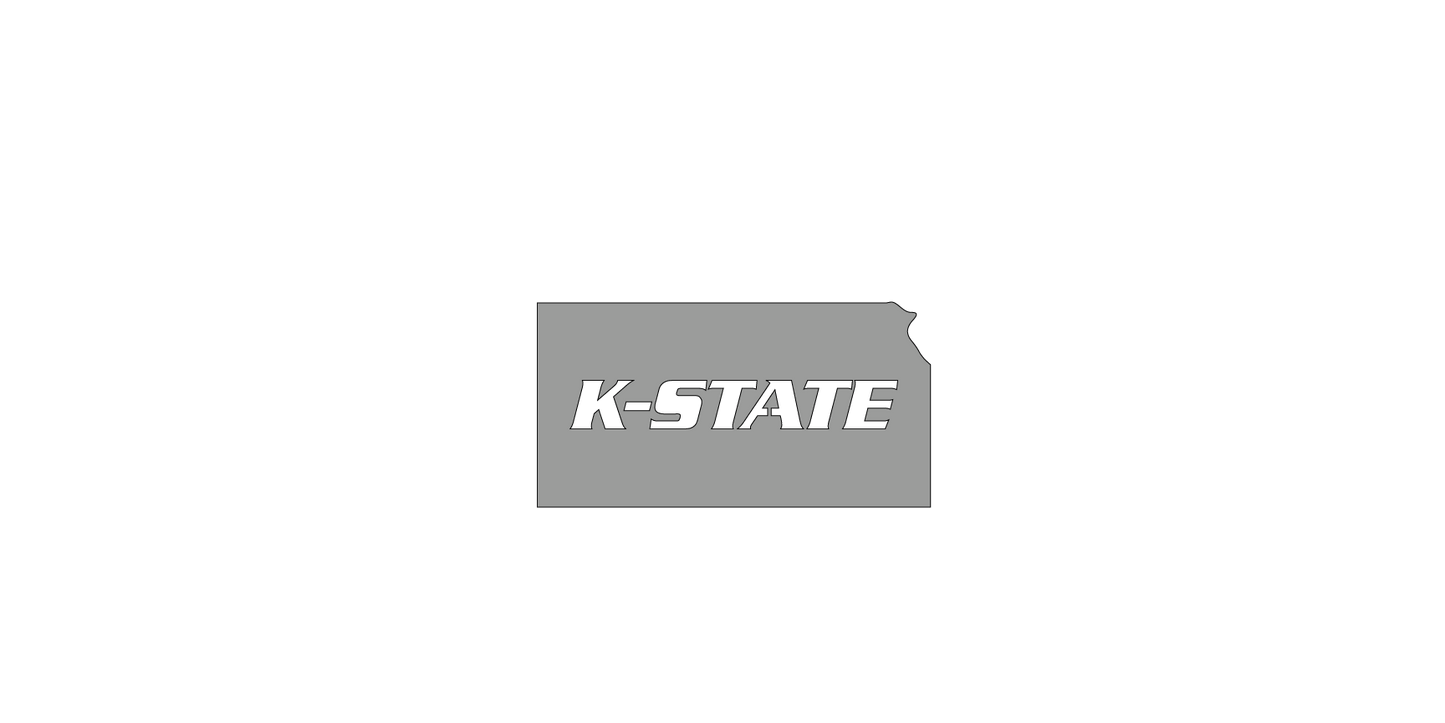 Kansas Outline with K-State and Power Cat Metal Sign