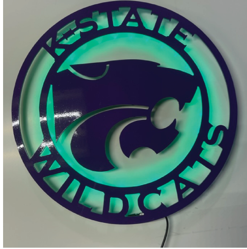 K-State Power Cat Round LED Metal Sign