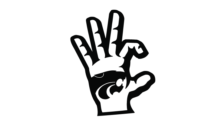 Wildcat hand sign with PowerCat metal sign