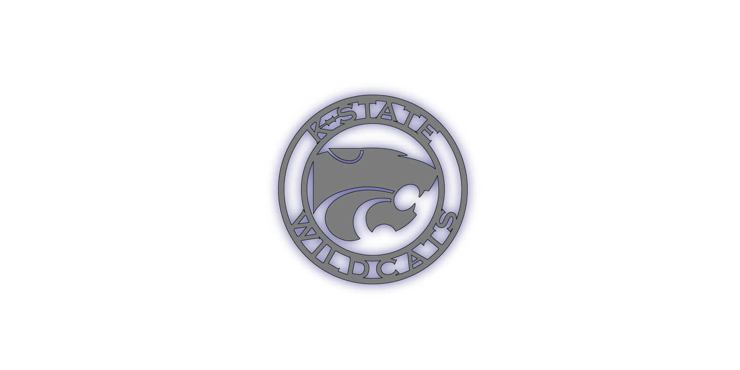 K-State Power Cat Round LED Metal Sign